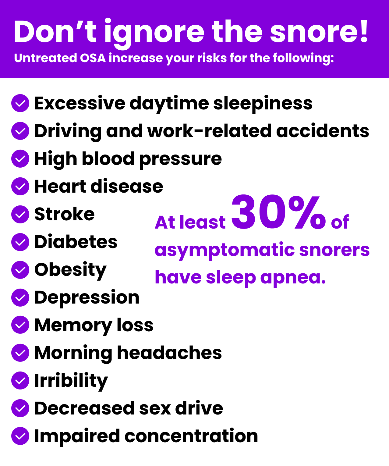 Don't ignore the snore, OSA infographic.